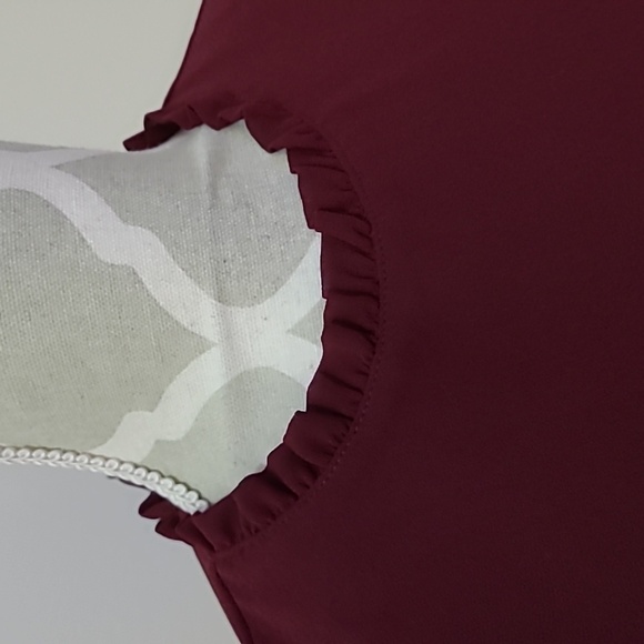 NWT Dynamite Maroon Ruffle Top - Picture 2 of 6